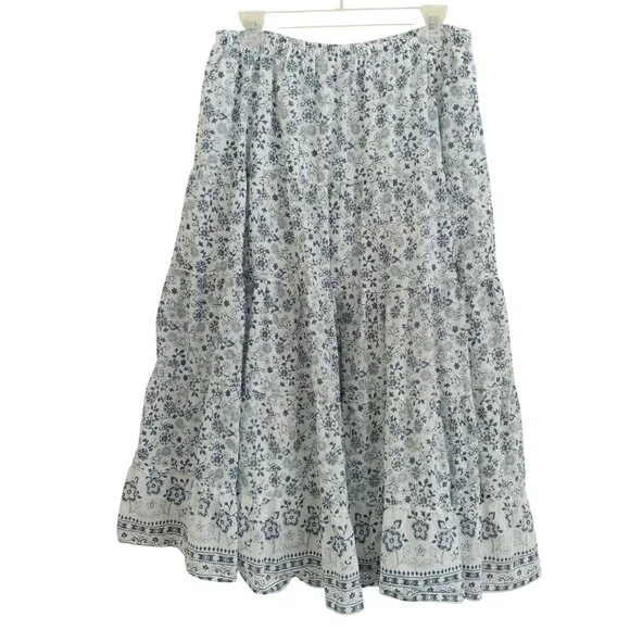 Ellos Plus Size Cotton Floral Long Skirt New Without Tags Size 14W Elastic Waist - Picture 1 of 7